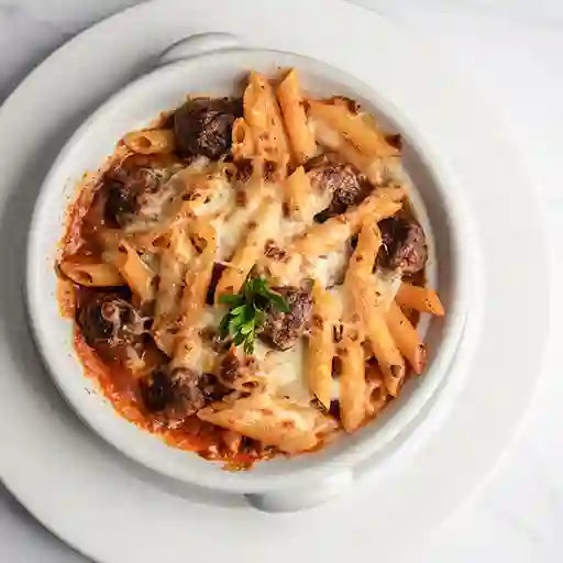 Penne Meatballs Gratin