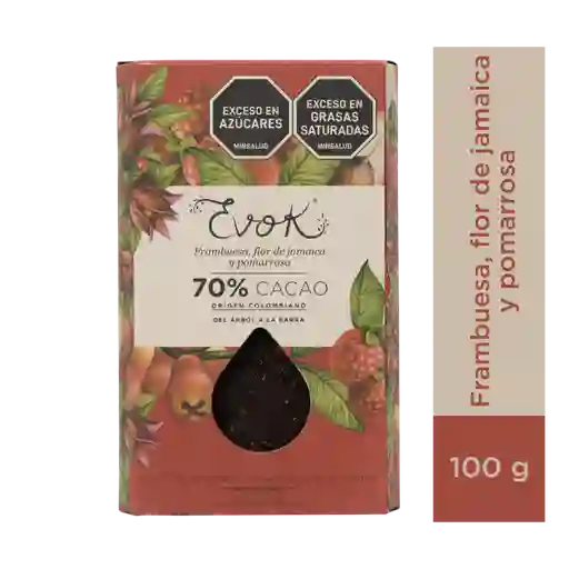 Evok Chocolate 70% Frambuesa Barra X100g