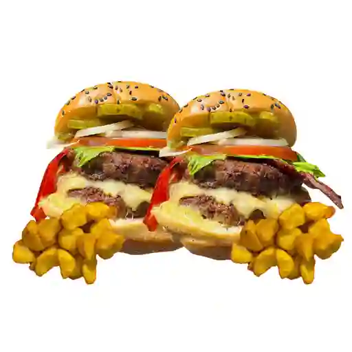 2x1 Monster Doble Carne + 2 Papas