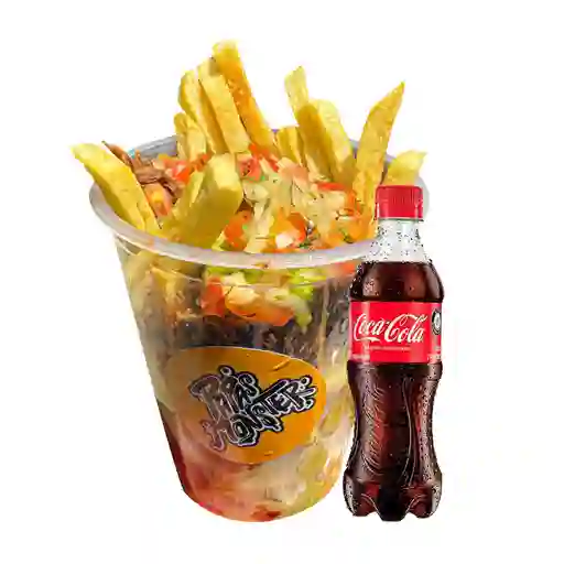 Papas Carne + Gaseosa 400 Ml