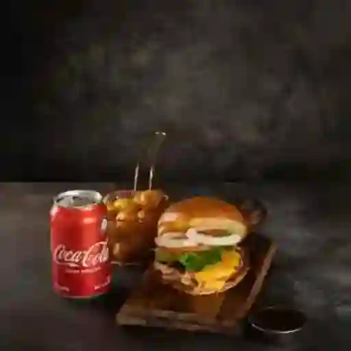Burger Especial +papas + Cocacola
