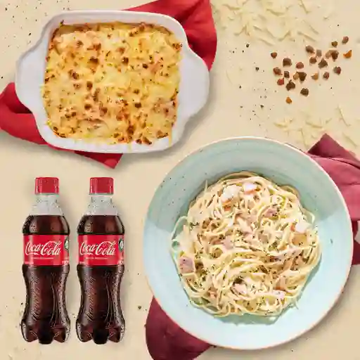 Lasaña + Espagueti + 2 Coca Cola 400ml