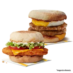 Mcmuffin Pollo + Egg Mcmuffin Doble Salchicha