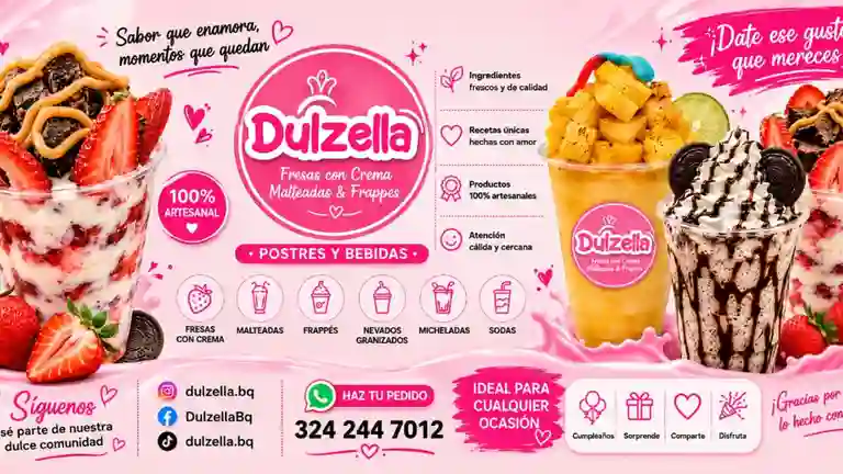 Dulzella - Fresas con Crema y Malteadas a Domicilio Dulzella - Fresas con Crema y Malteadas
