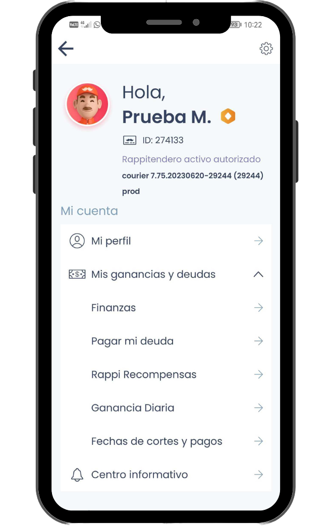 Ingresa a tu app, busca la sección Mis ganancias y deudas: opción Pagar ...